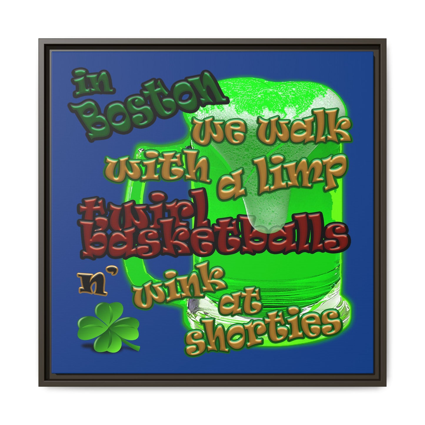 celtics logo - framed canvas art (dark blue)