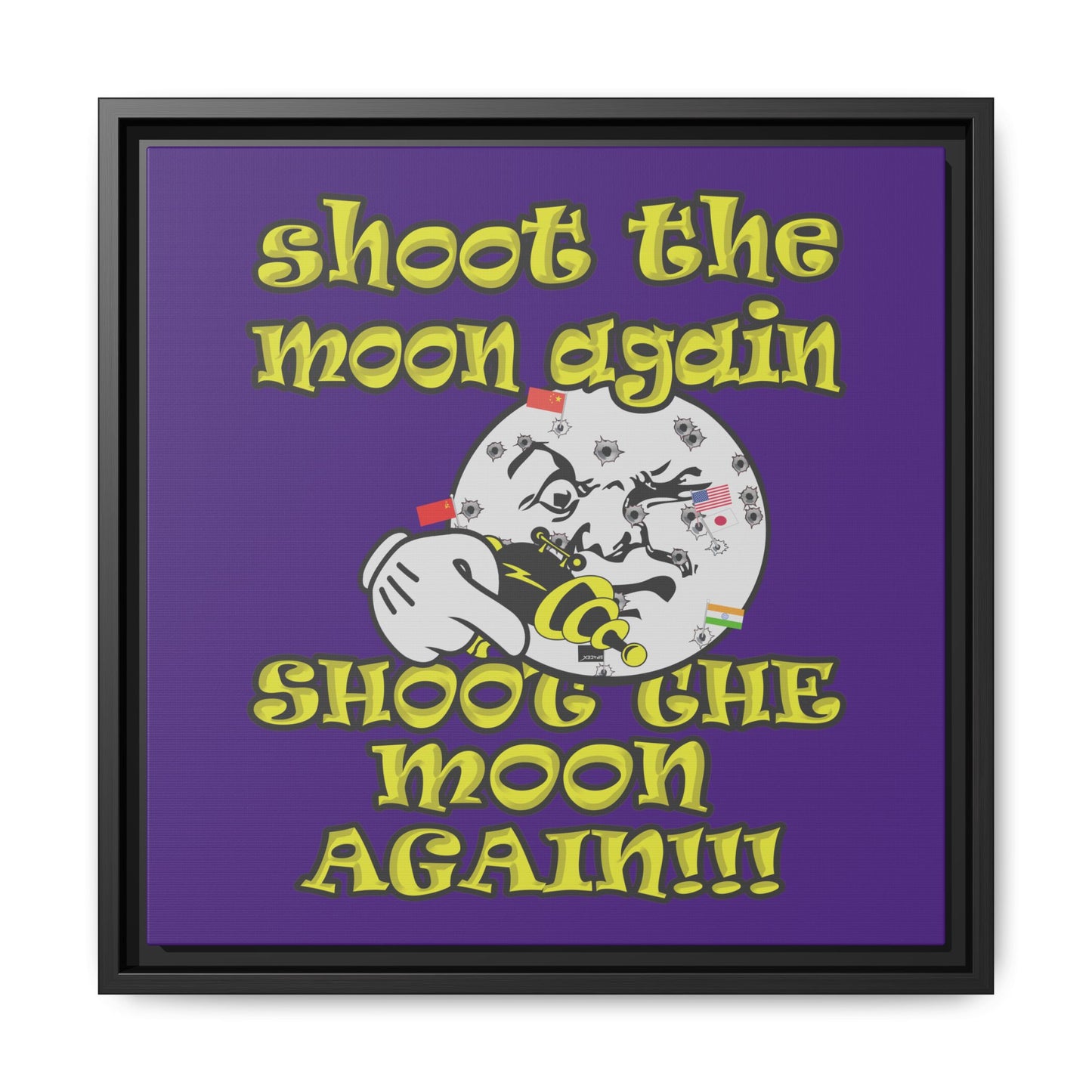 shoot the moon again - framed canvas art (purple)