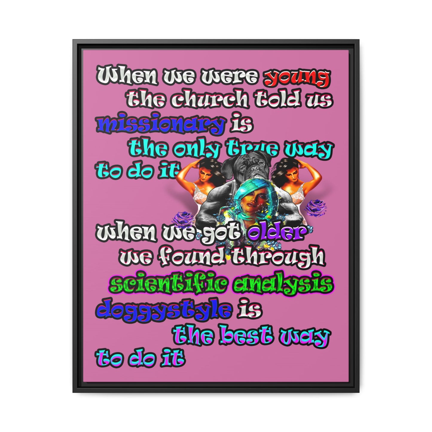 doggystyle - framed canvas art (light pink)