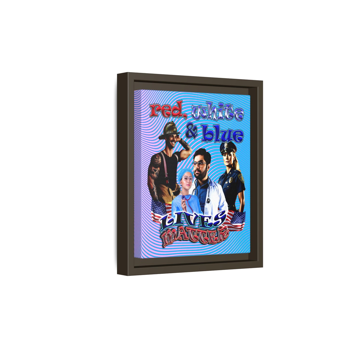 rw&b lives matter - framed canvas art (light blue-purple wave)