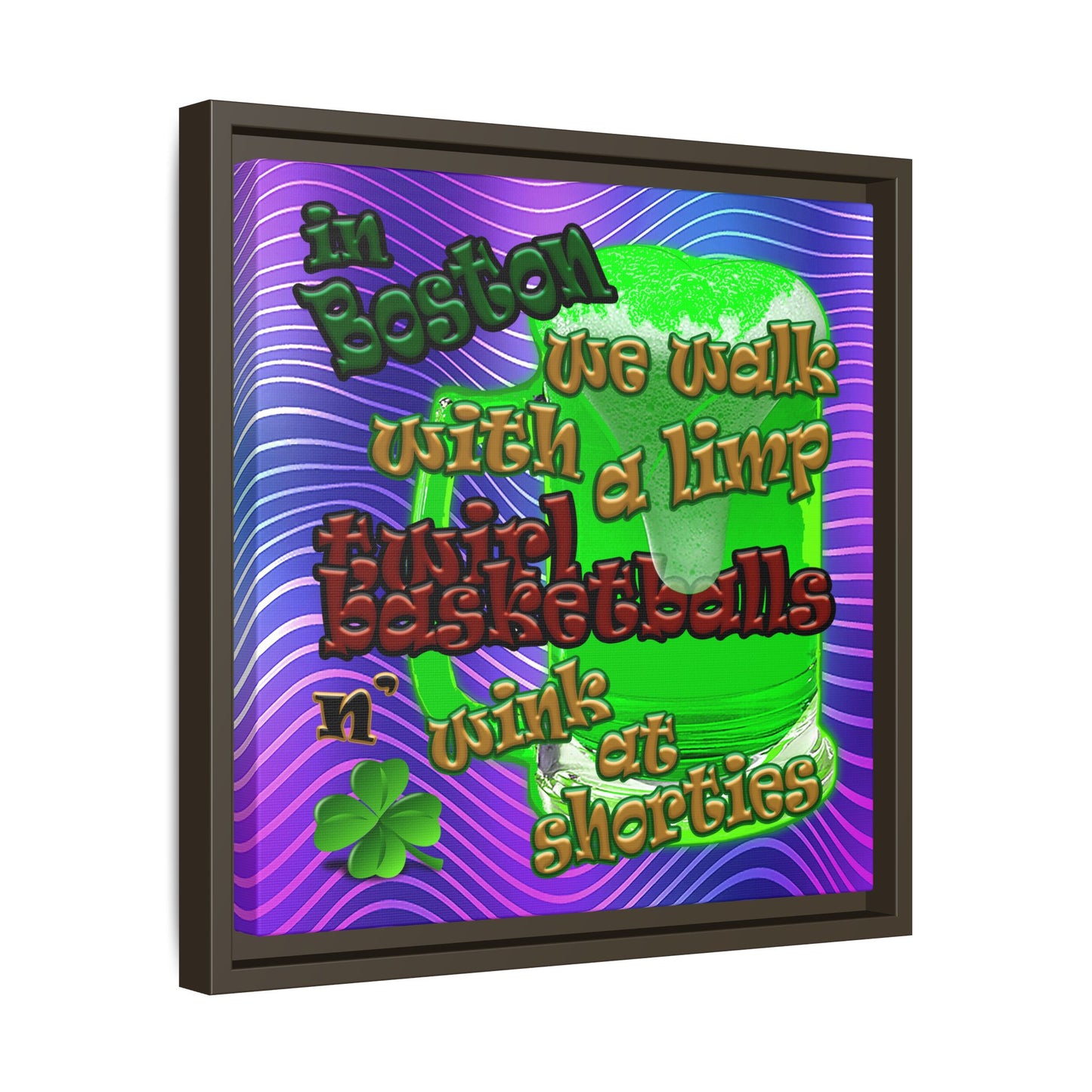 celtics logo - framed canvas art (purple wave)