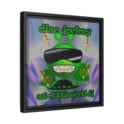 disc jockey - framed canvas art (grey-pink wave)