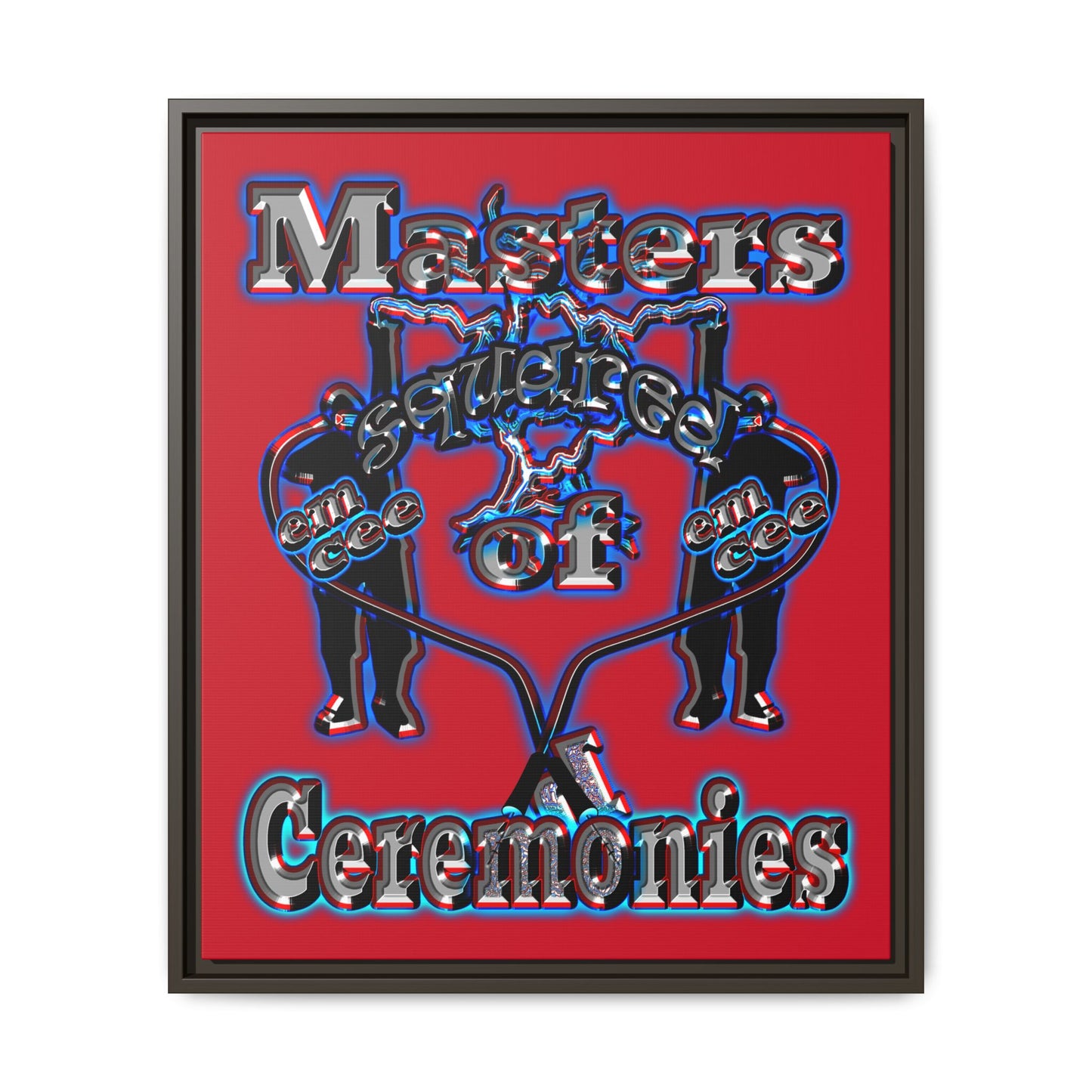 em cee squared - framed canvas art (dark red)