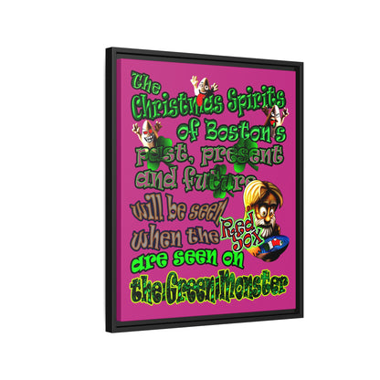 christmas spirits of boston - framed canvas art (pink)