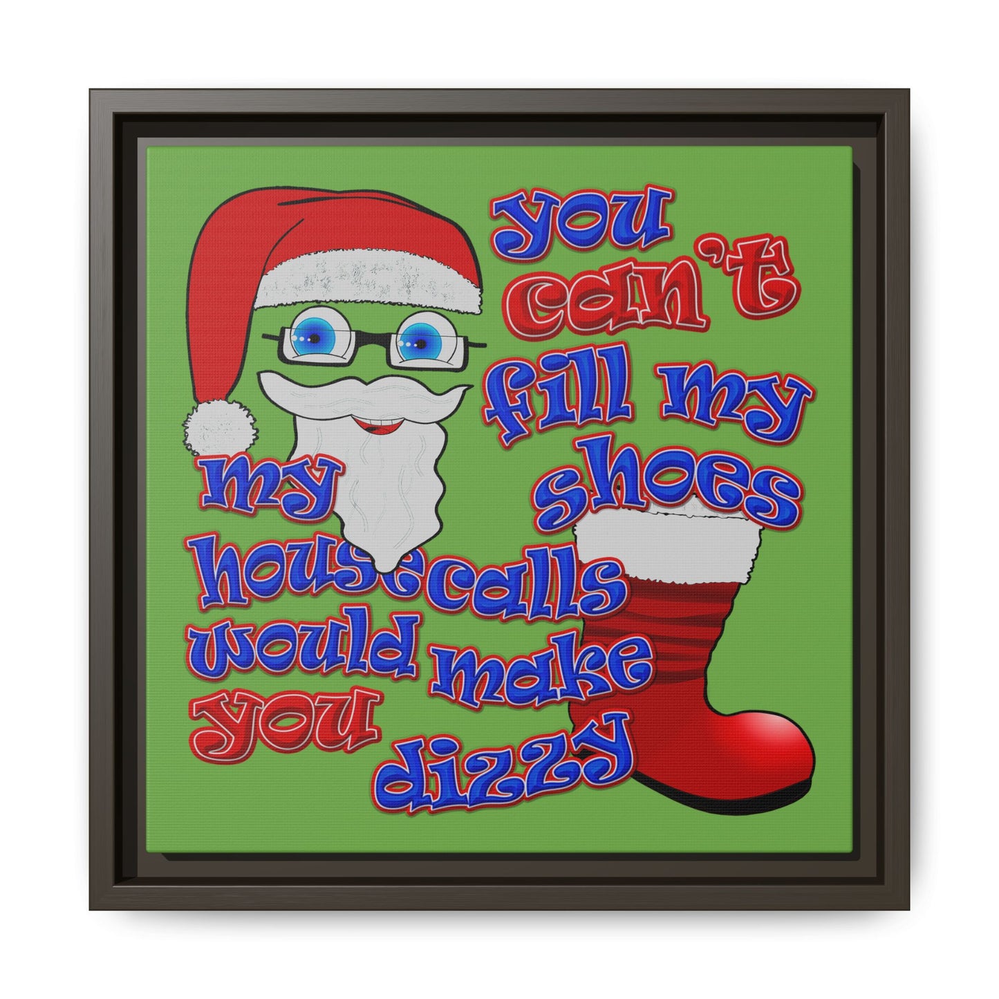 santa's shoes - framed canvas art (green)