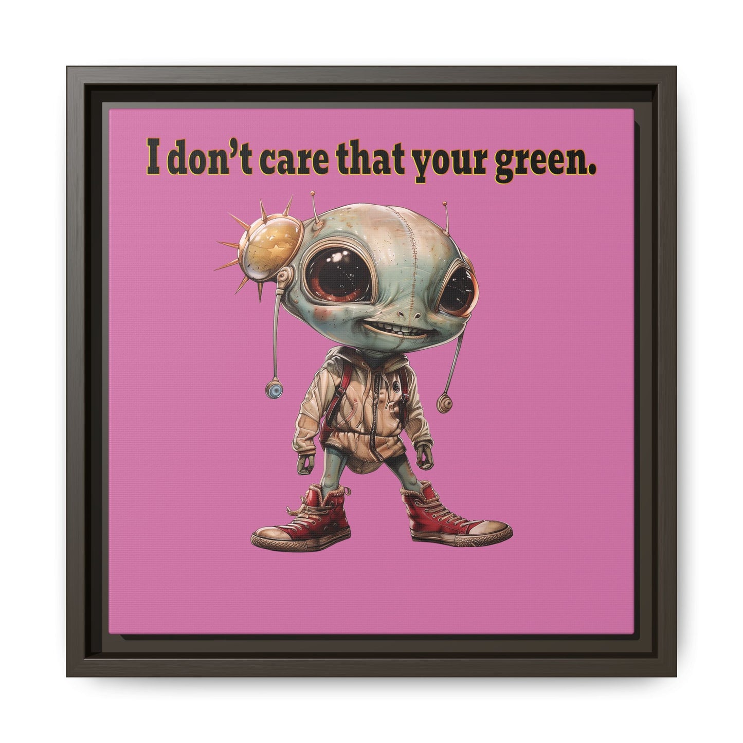 I don't care that your green - framed canvas art (light pink)