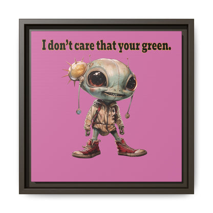 I don't care that your green - framed canvas art (light pink)