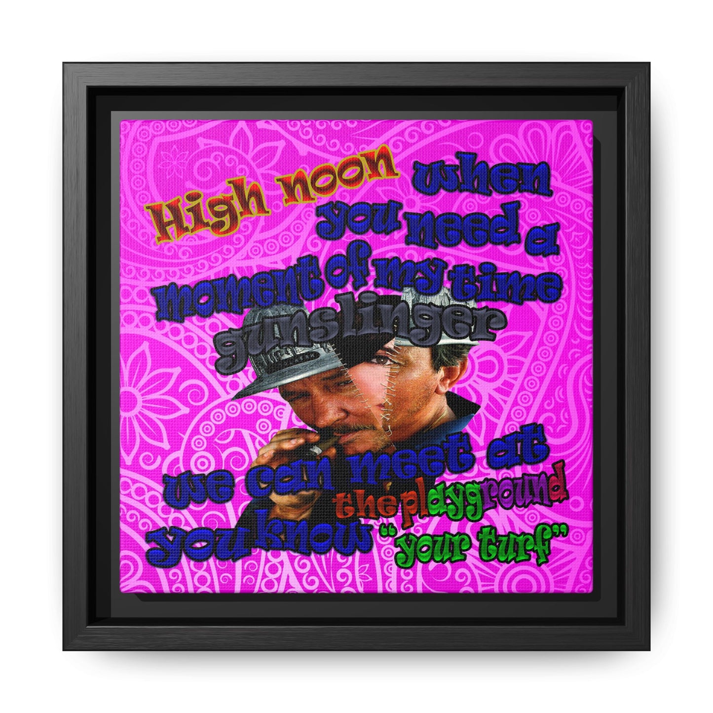 high noon - framed canvas art (pink swirl)