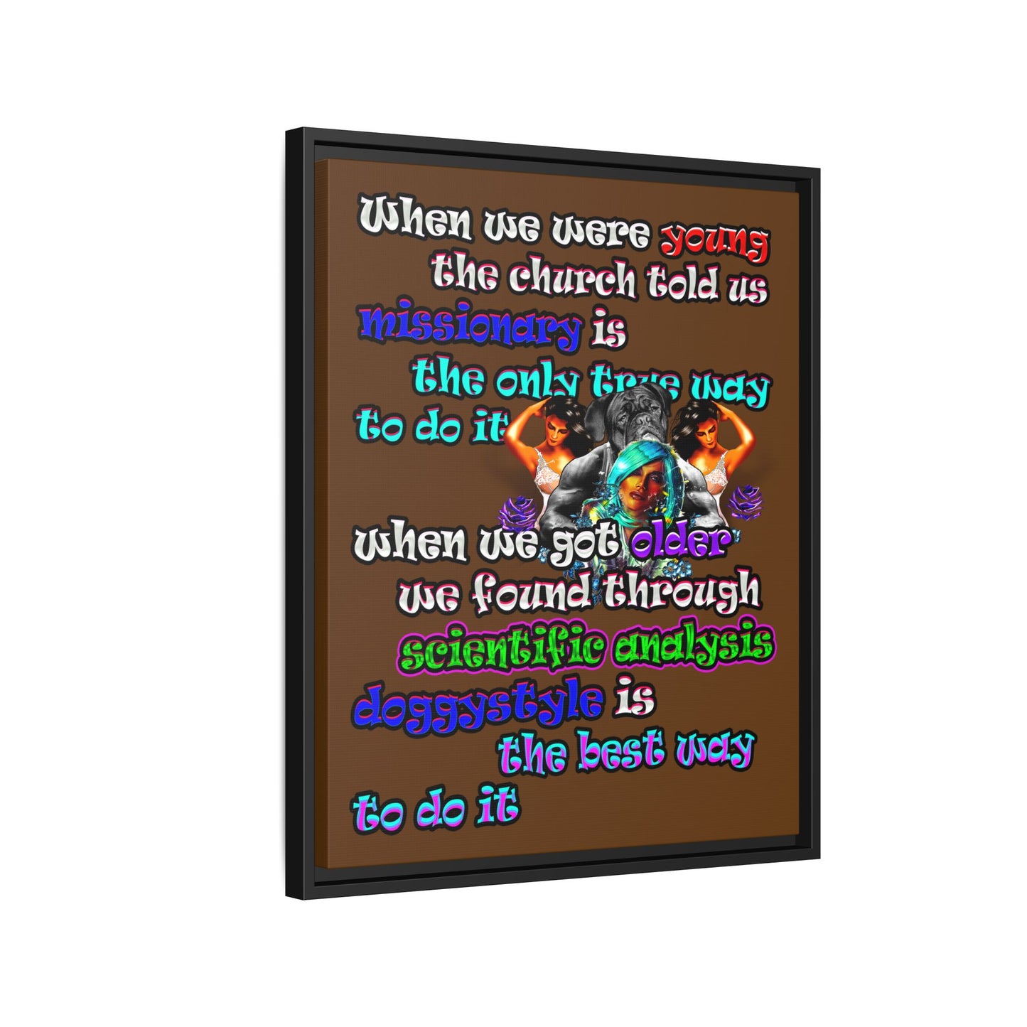 doggystyle - framed canvas art (brown)