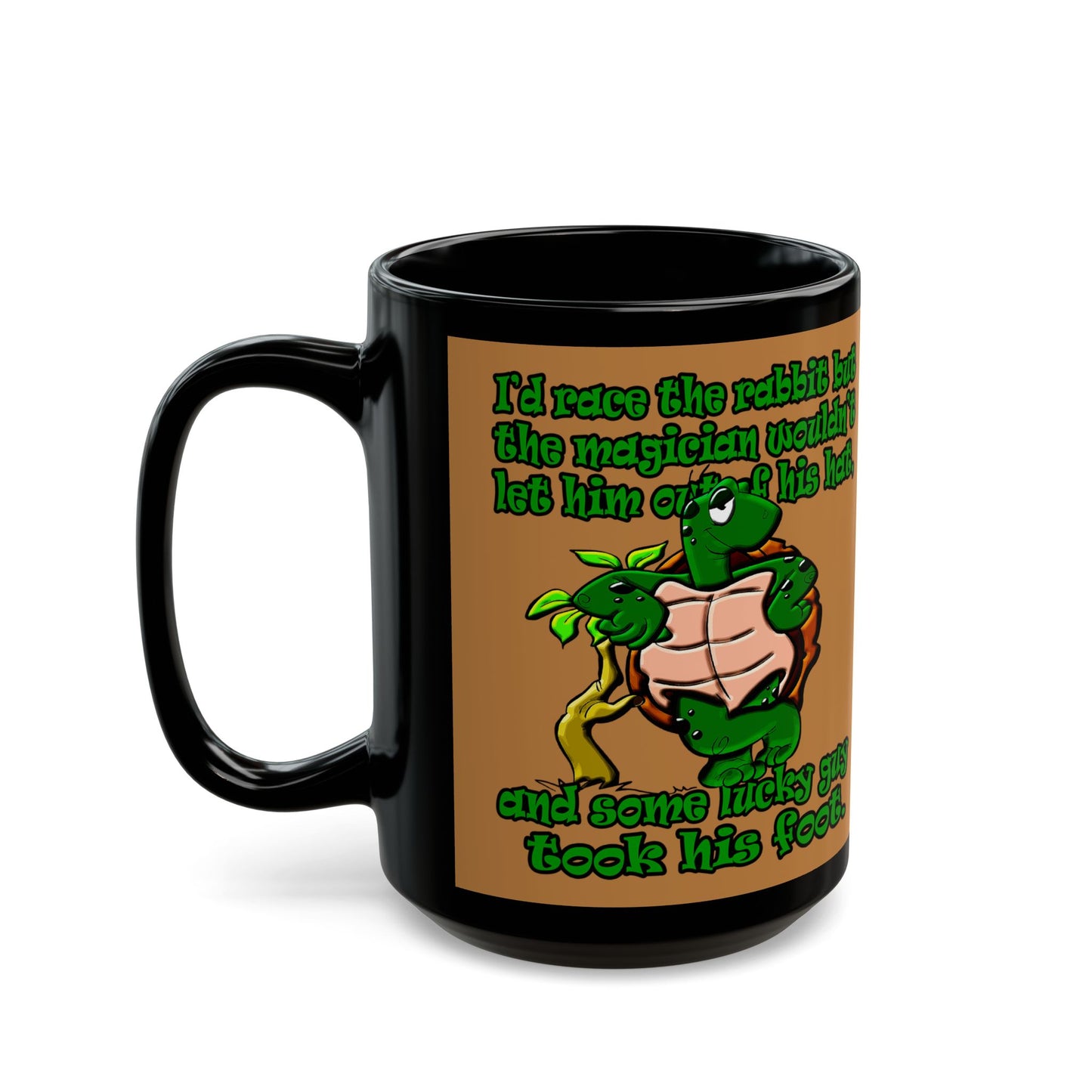 turtle race - Black Mug (light brown)
