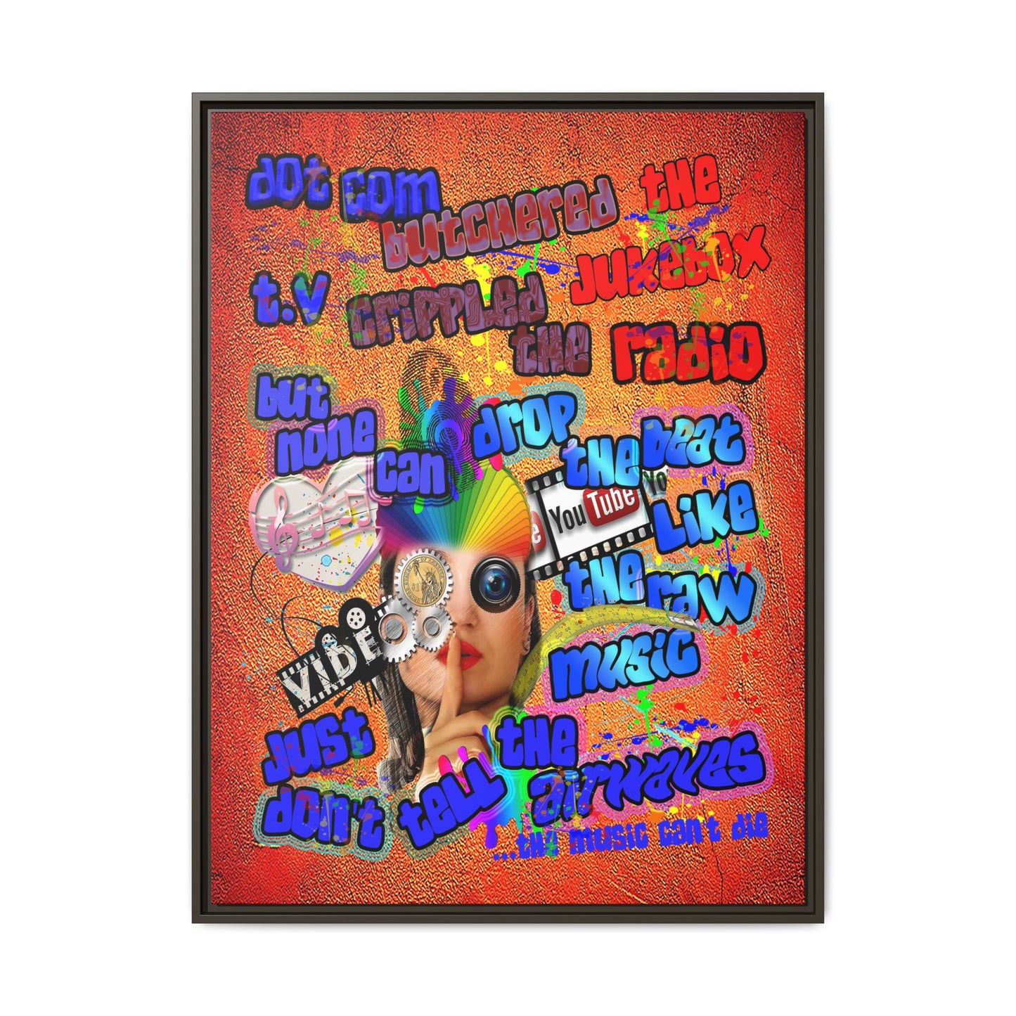 drop the beat - framed canvas art (burnt orange)