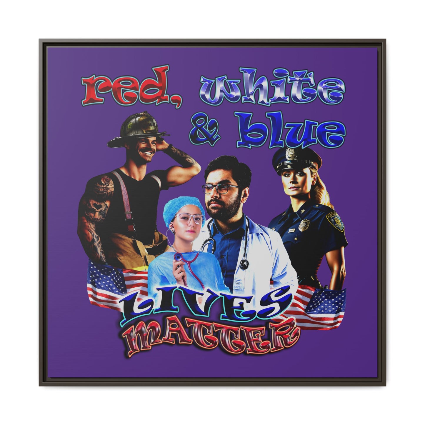 rw&b lives matter - framed canvas art (purple)