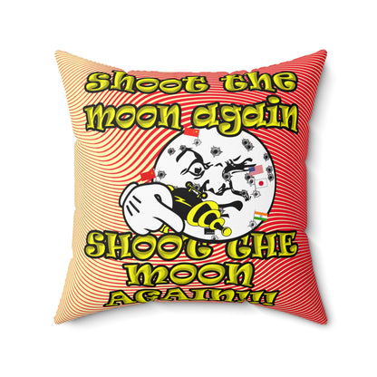 shoot the moon again - Spun Polyester Square Pillow - (yellow-orange wave)