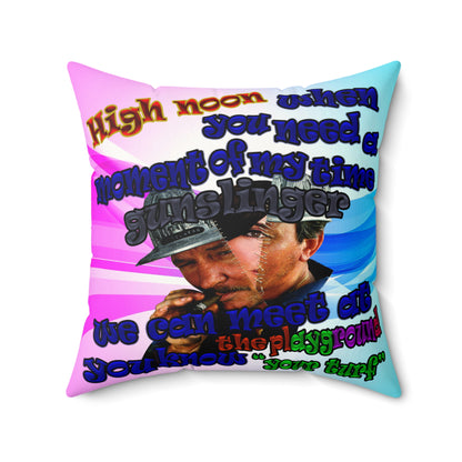 high noon - Faux Suede Square Pillow - (light blue-pink wave)