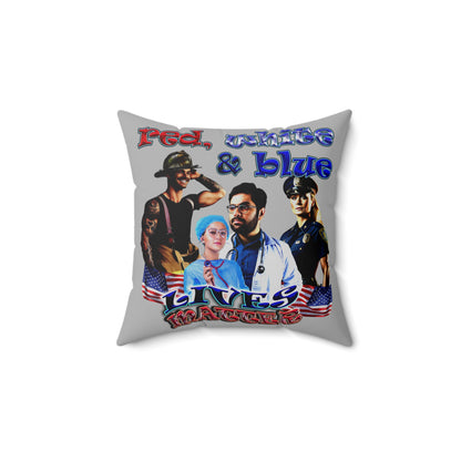 rw&b lives matter - Spun Polyester Square Pillow - (light grey)