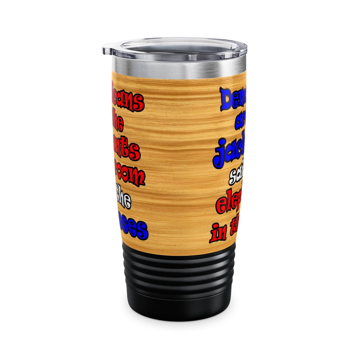 donkeys and elephants - Ringneck Tumbler, 20oz (butterscotch wood finish)