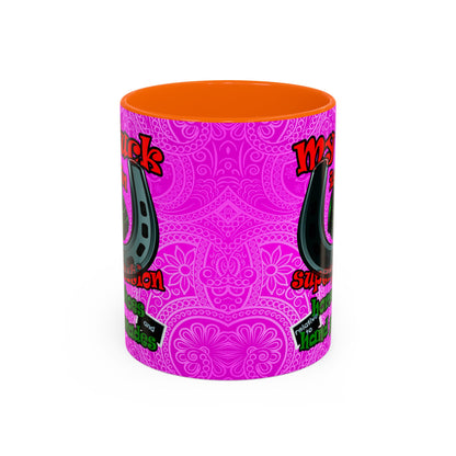 my luck - Accent Mug (pink swirl)