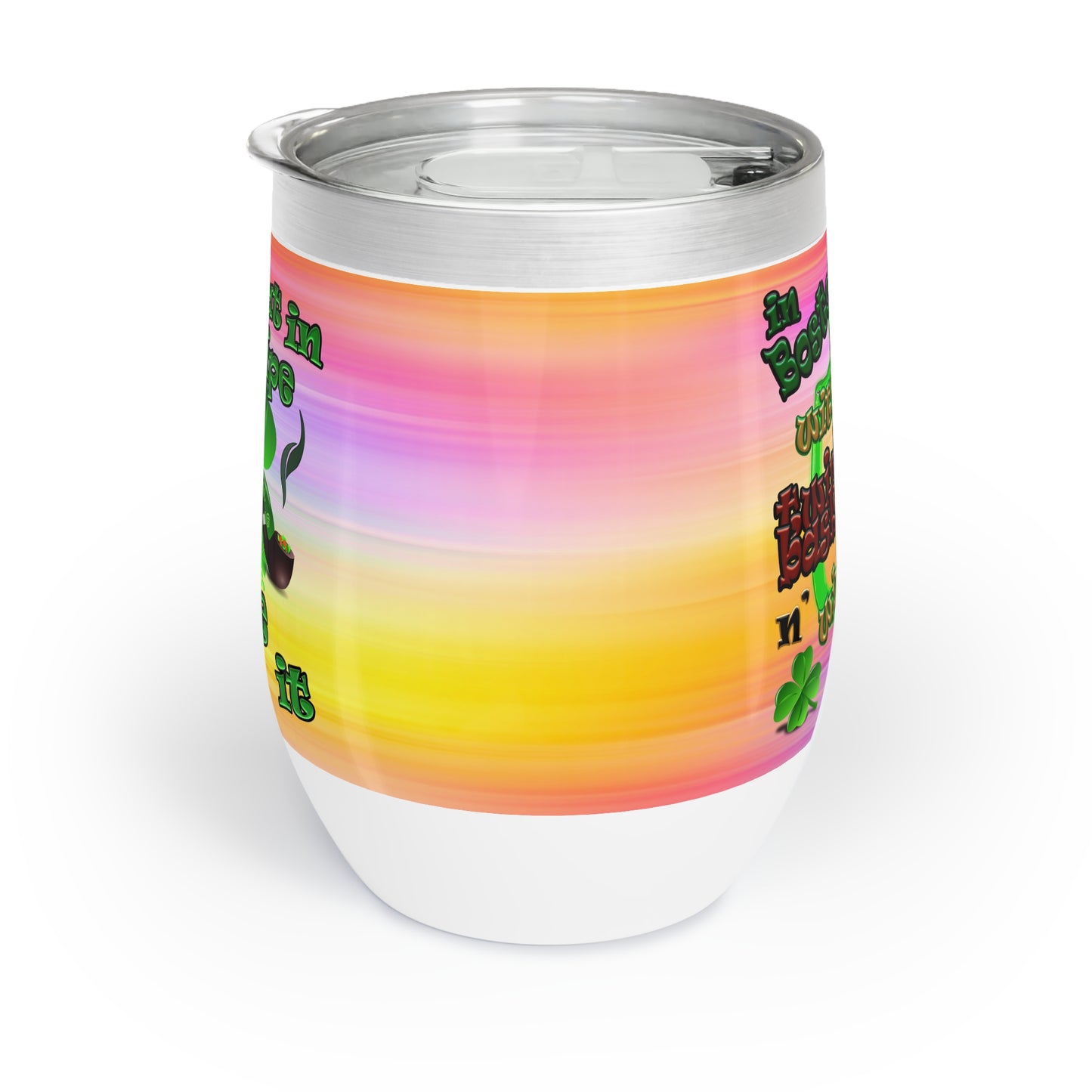 celtics logo - Chill Wine Tumbler (color blur)