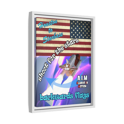 shoot for the stars - framed canvas art (grey-pink wave)