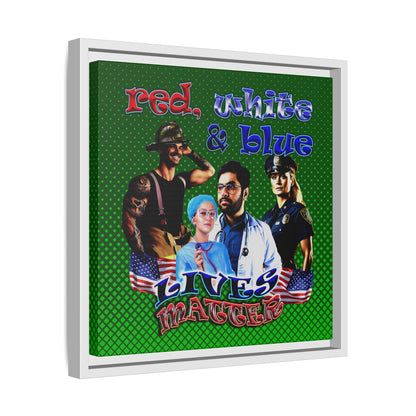 rw&b lives matter - framed canvas art (logo green)