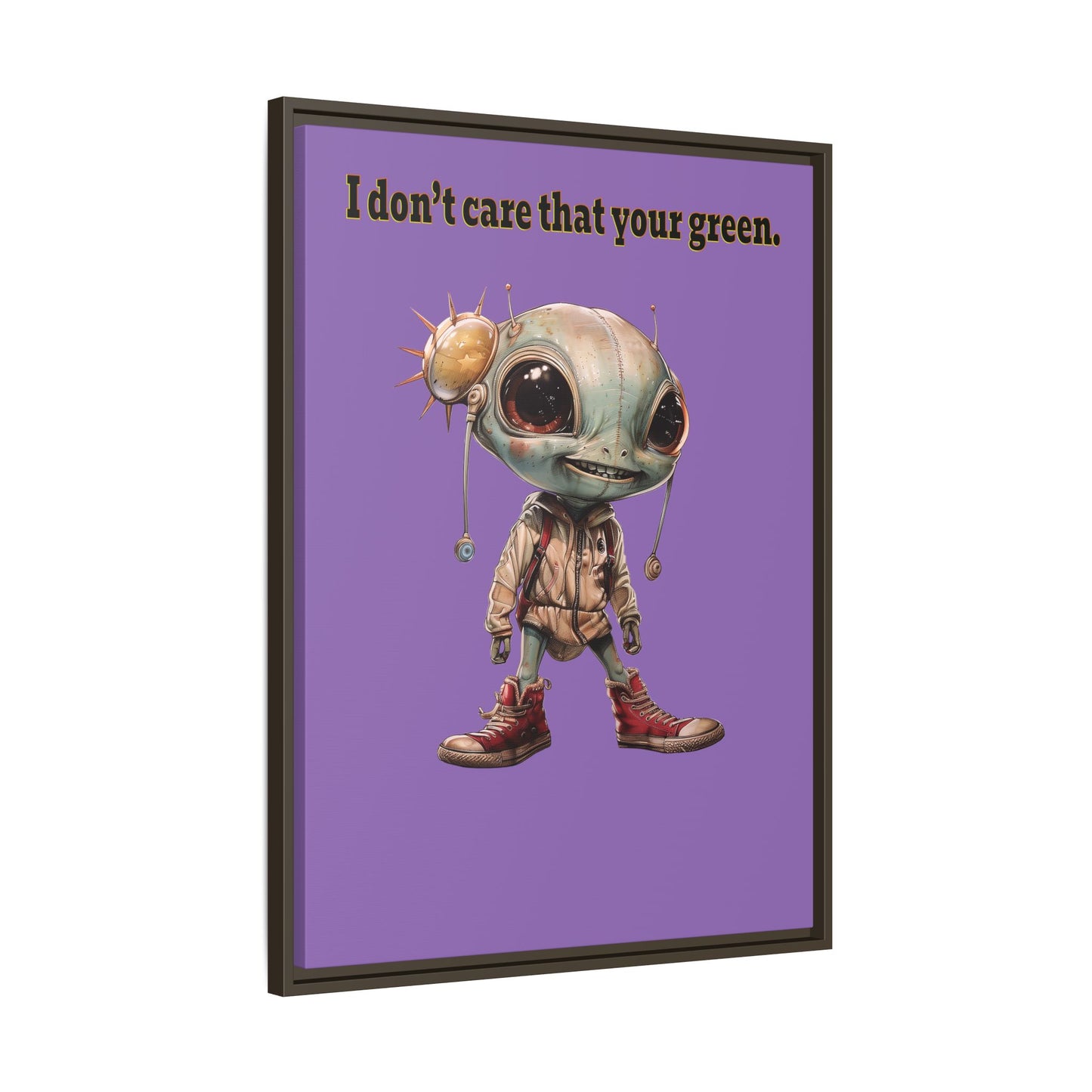 I don't care that your green - framed canvas art (light purple)