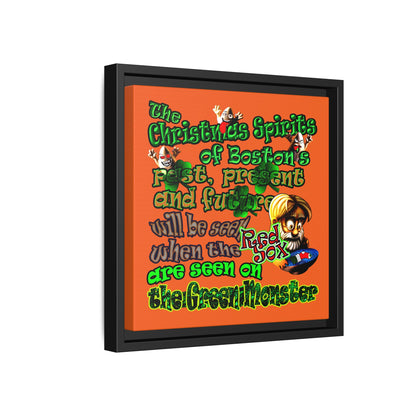 christmas spirits of boston - framed canvas art (orange)