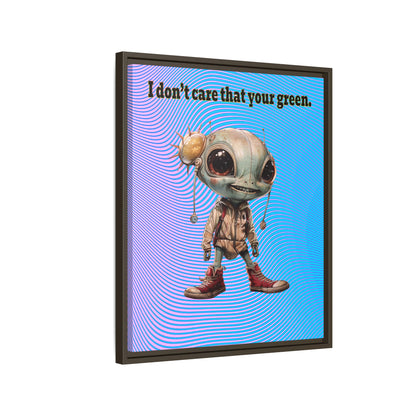 I don't care that your green - framed canvas art (light blue-purple wave)