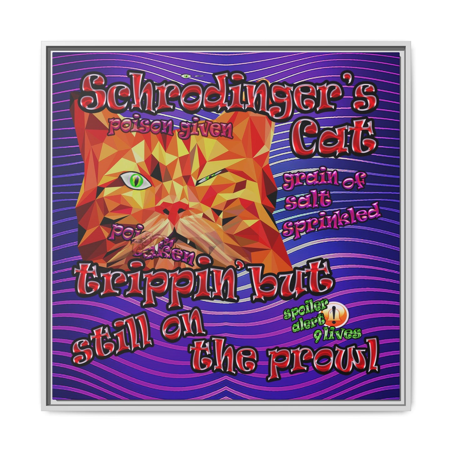 schrodinger's cat - framed canvas art (purple wave)