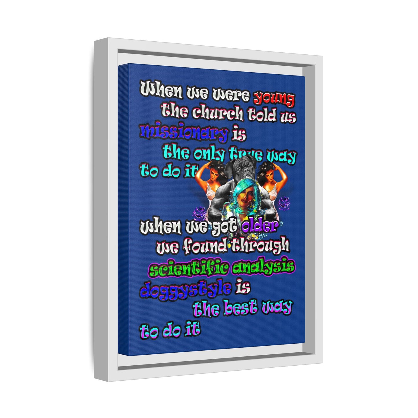 doggystyle - framed canvas art (dark blue)