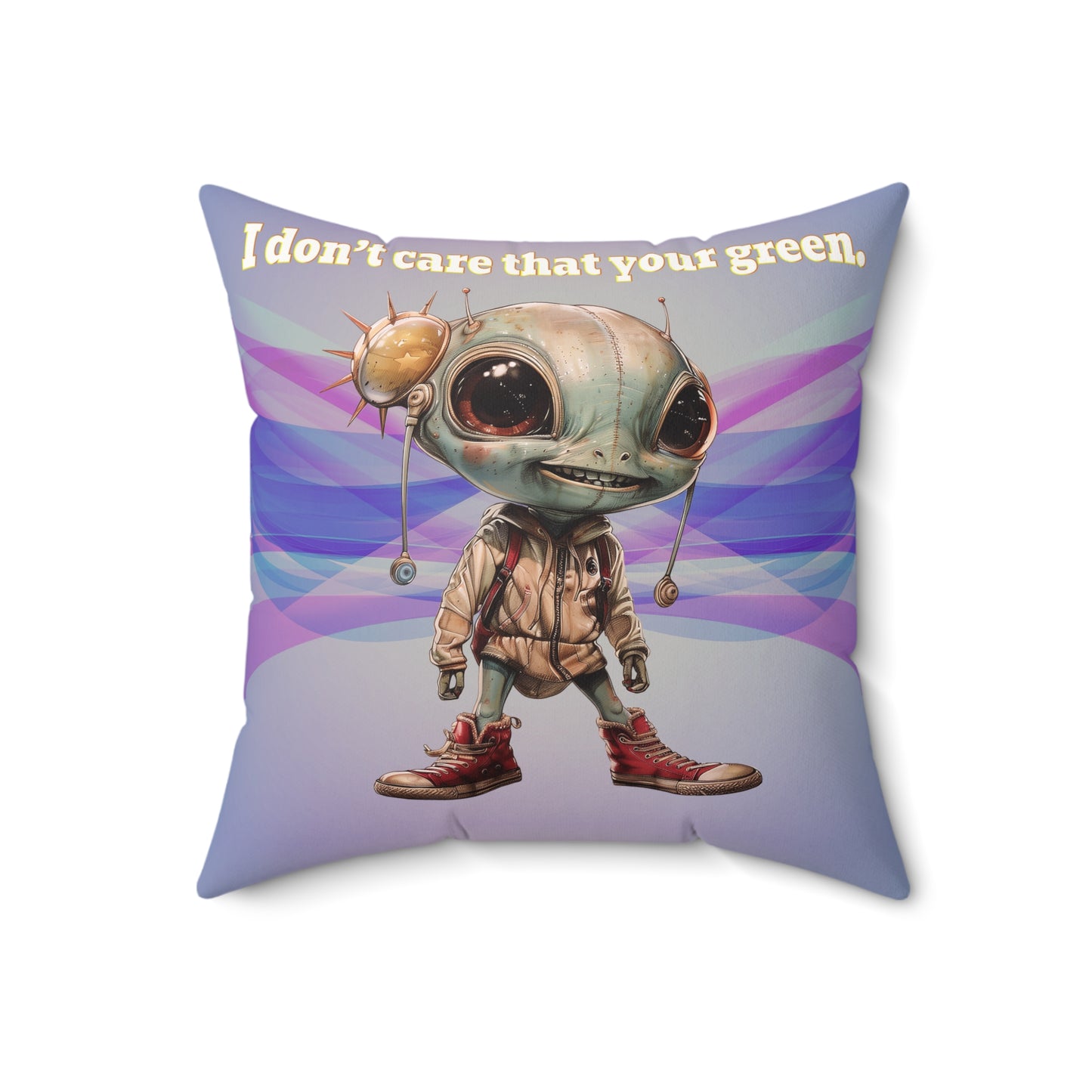 I don't care that your grey - Faux Suede Square Pillow - (light blue-pink wave)