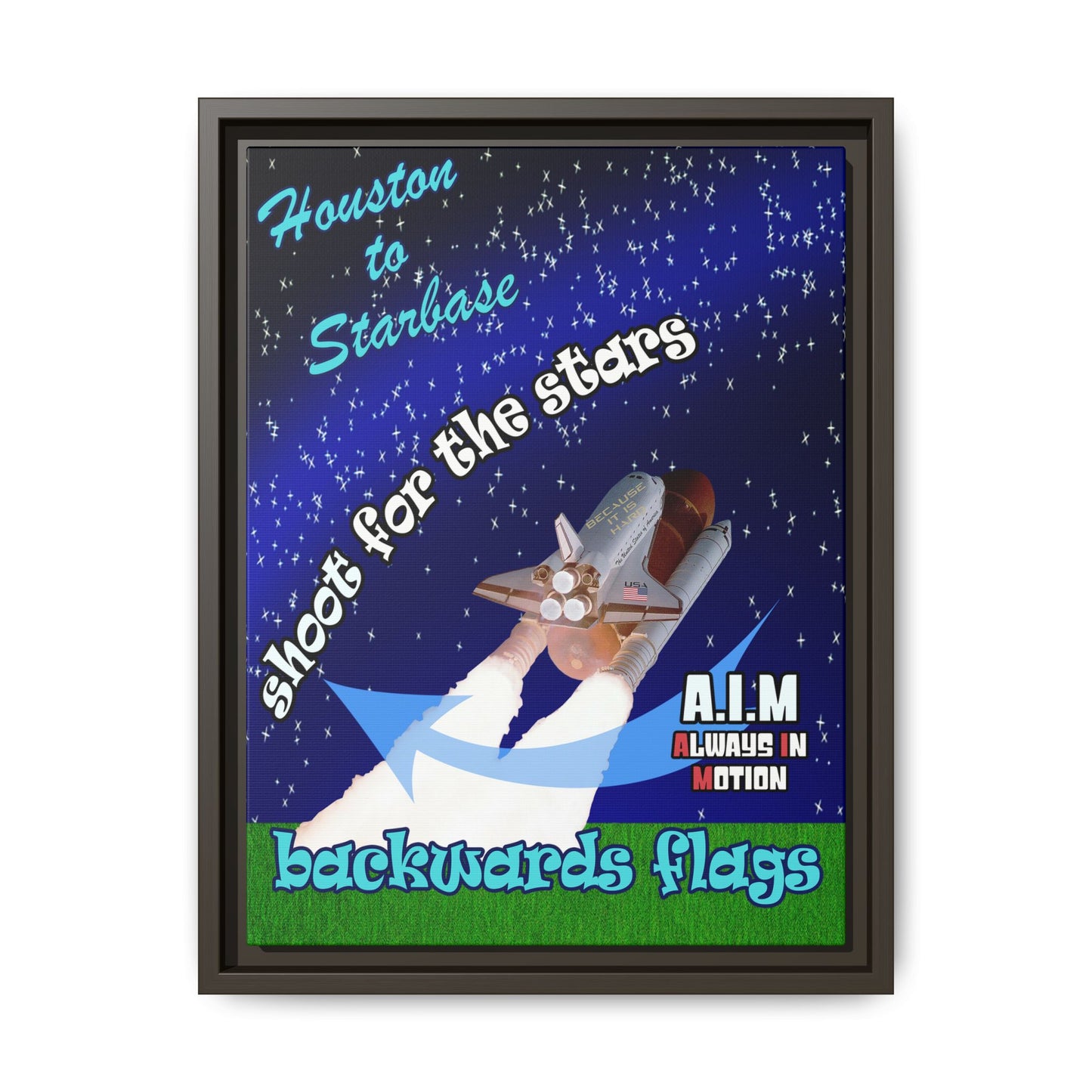 shoot for the stars - framed canvas art ('snoops' background)