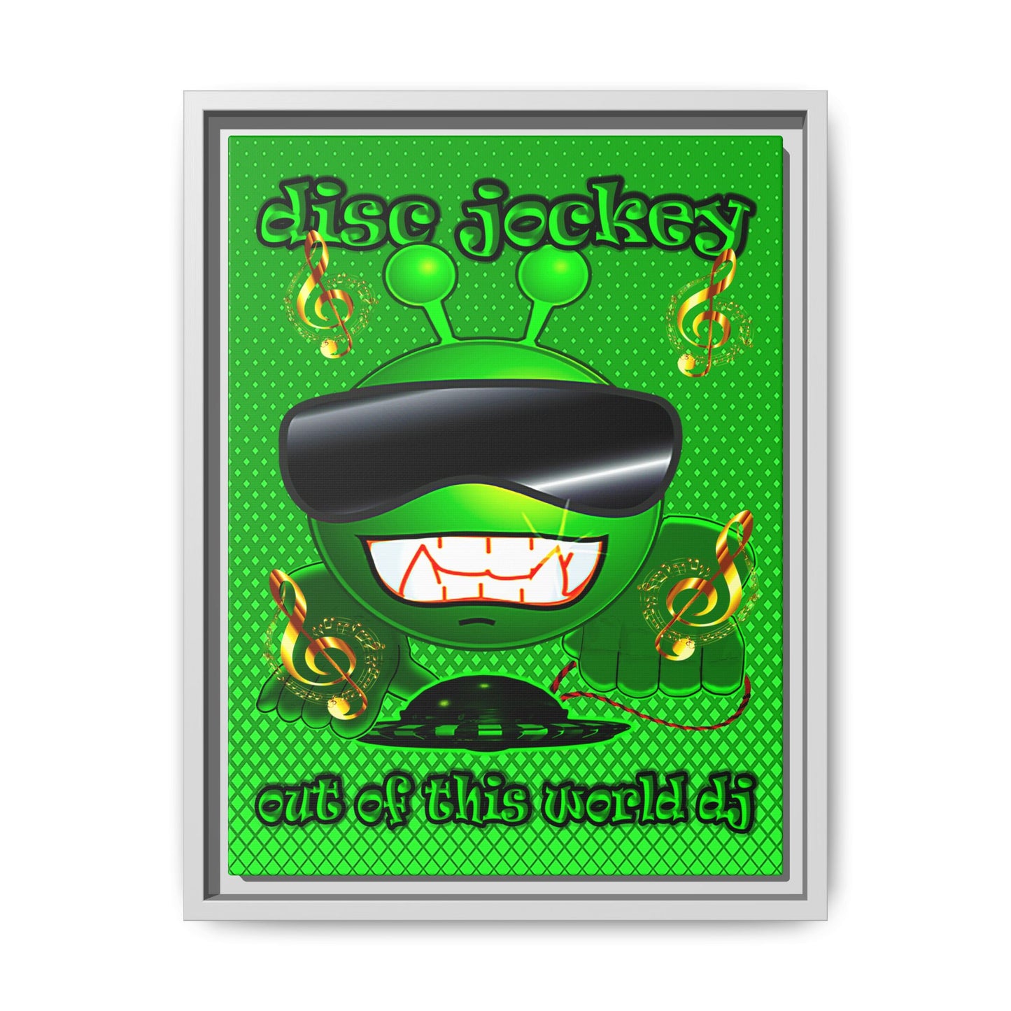 disc jockey - framed canvas art (logo green)