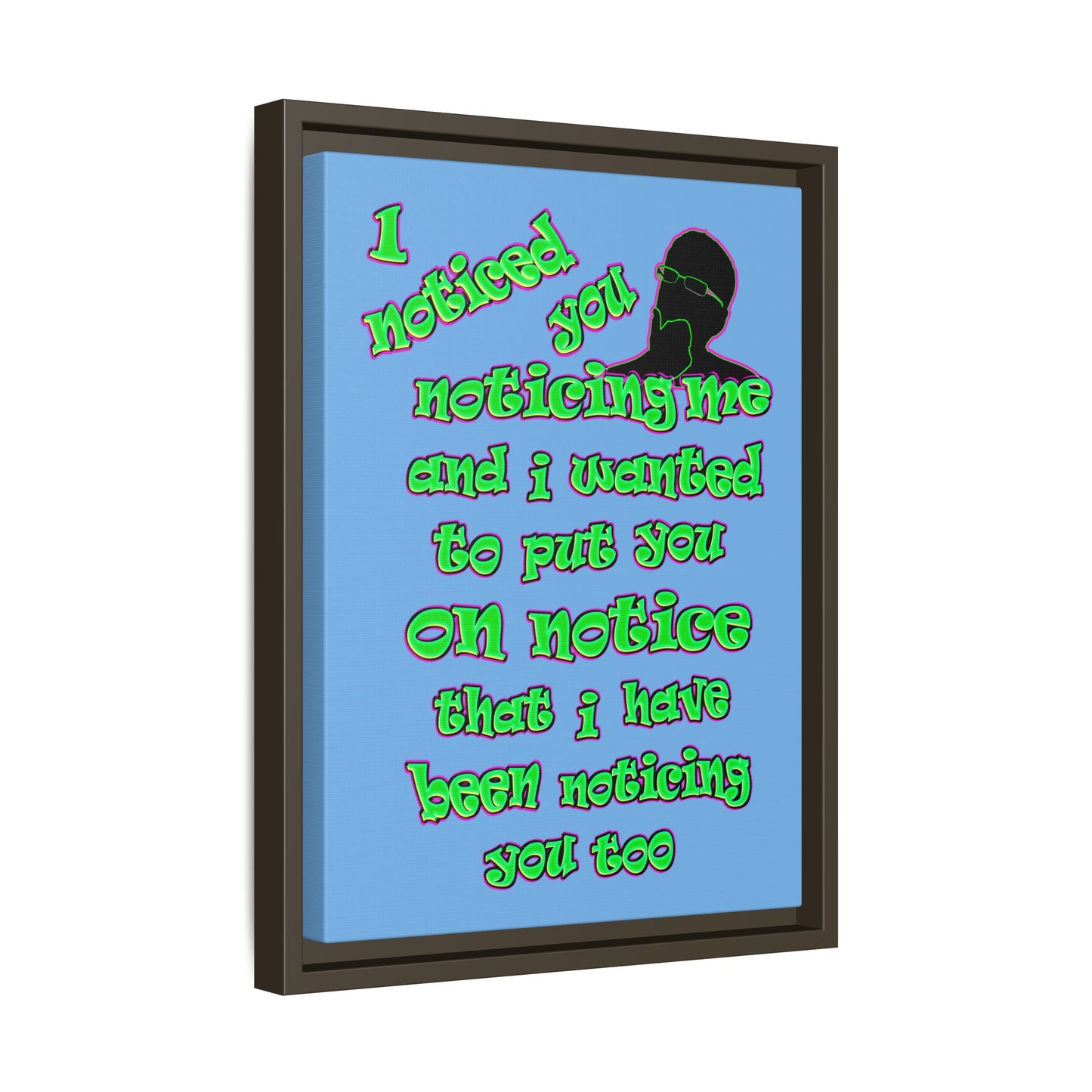 noticed you noticing - framed canvas art (light blue)