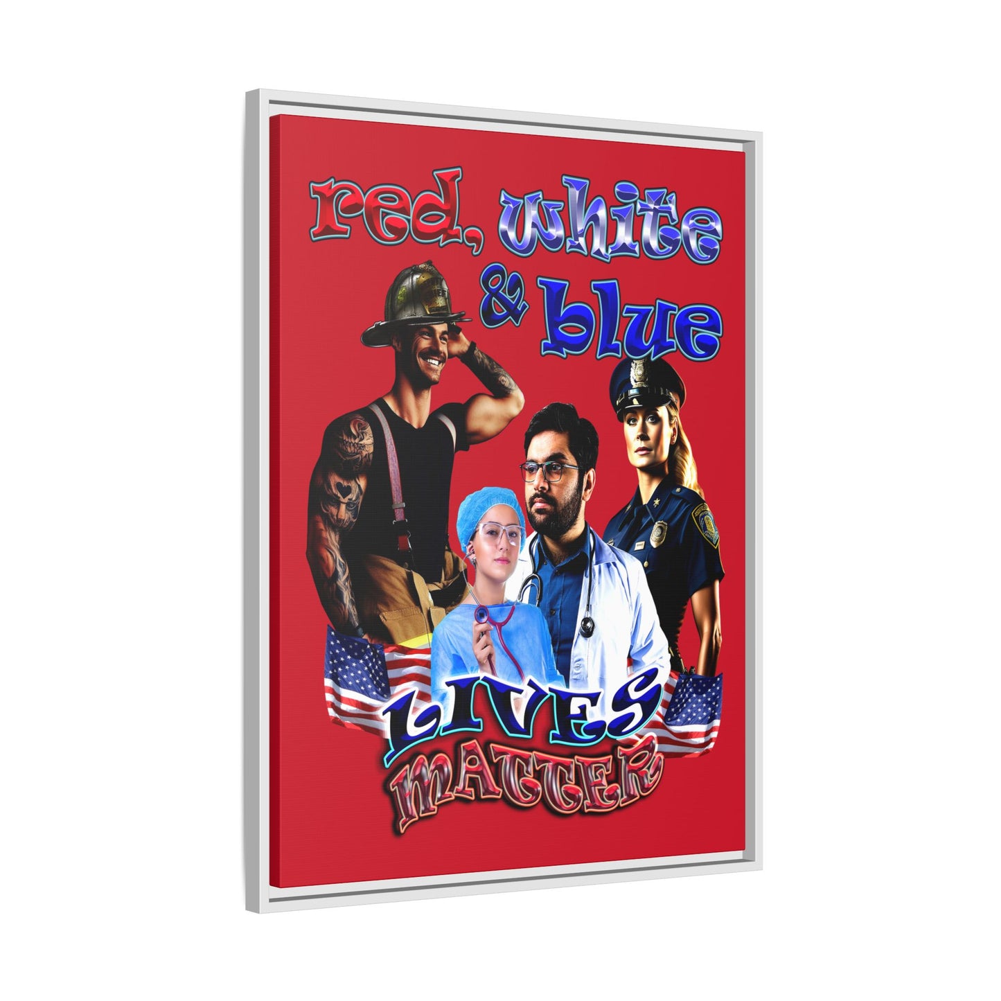 rw&b lives matter - framed canvas art (dark red)