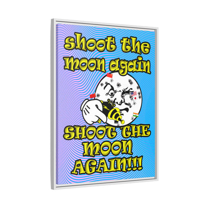 shoot the moon again - framed canvas art (light blue-purple wave)