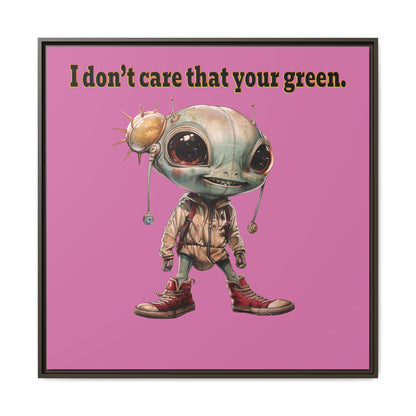I don't care that your green - framed canvas art (light pink)