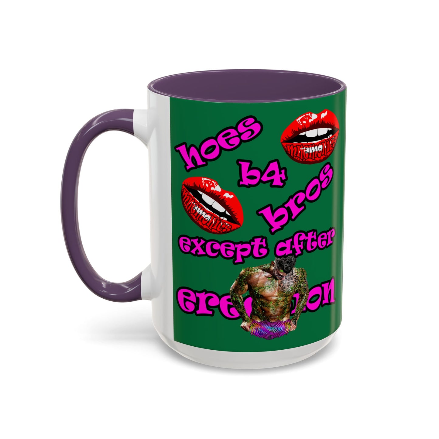 hoes b4 bros - Accent Mug (dark green)