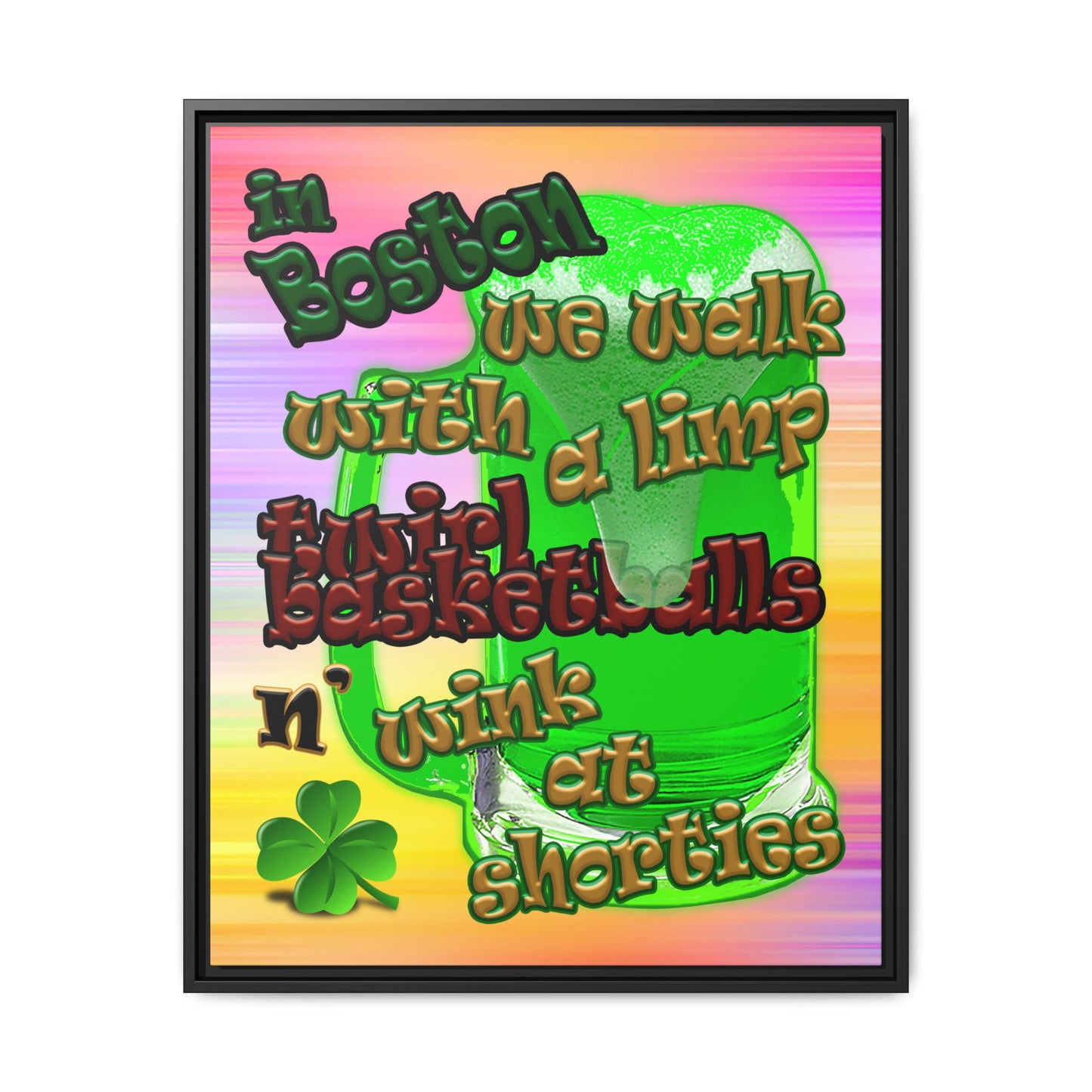 celtics logo - framed canvas art (color blur)