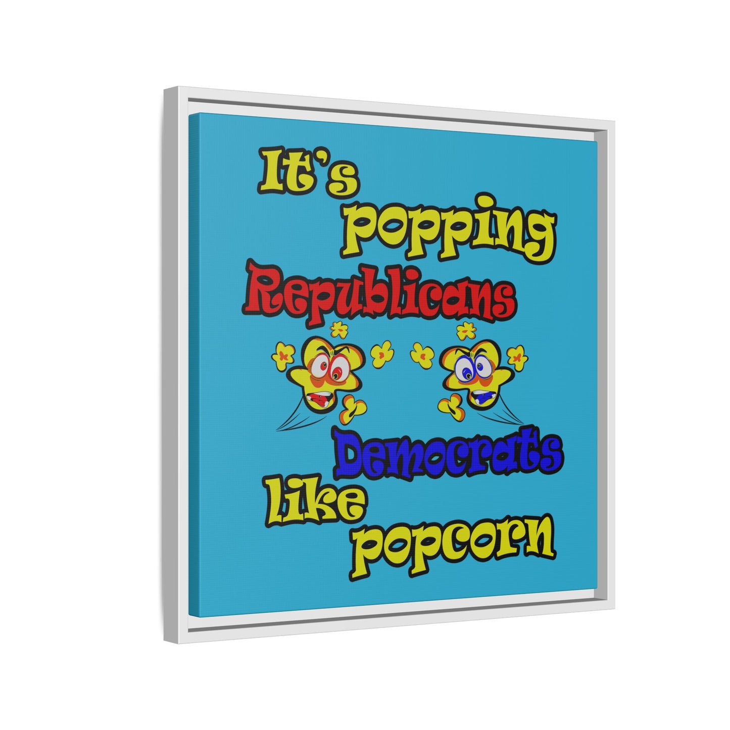 popping like popcorn - framed canvas art (turquoise)