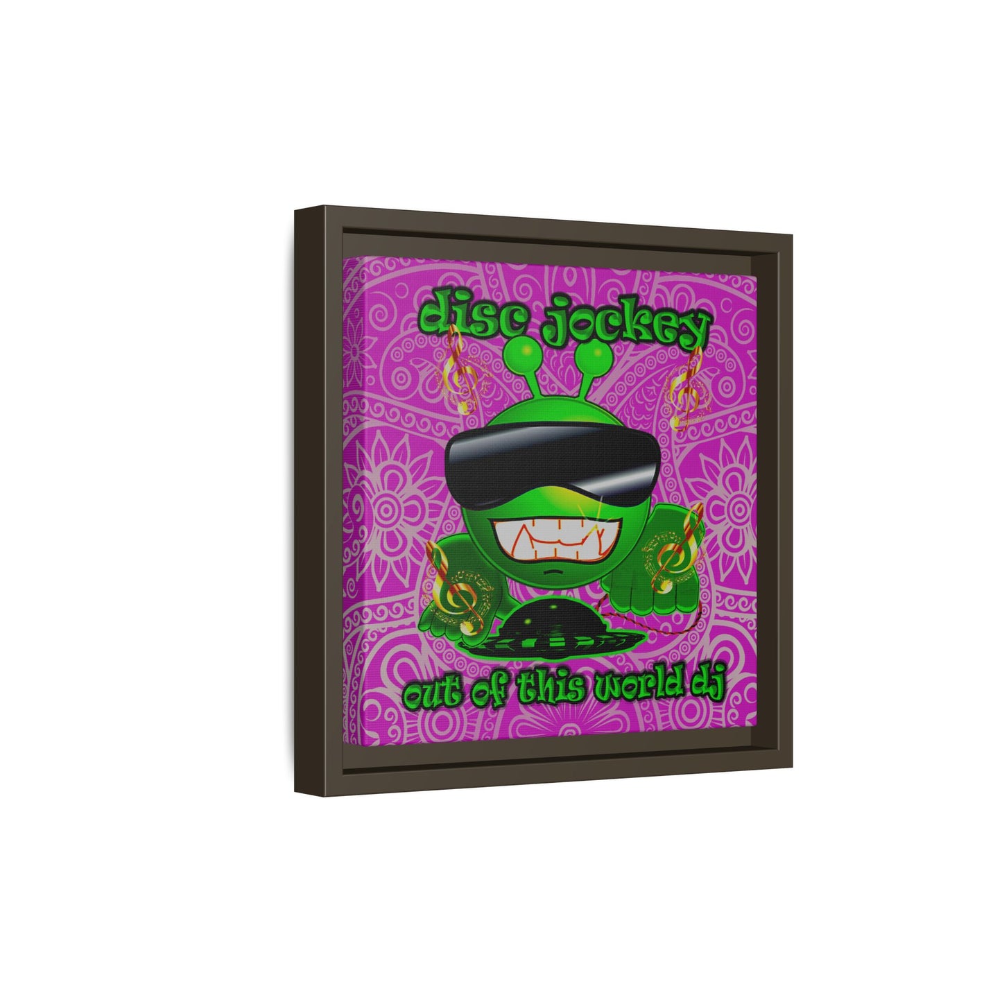 disc jockey - framed canvas art (pink swirl)
