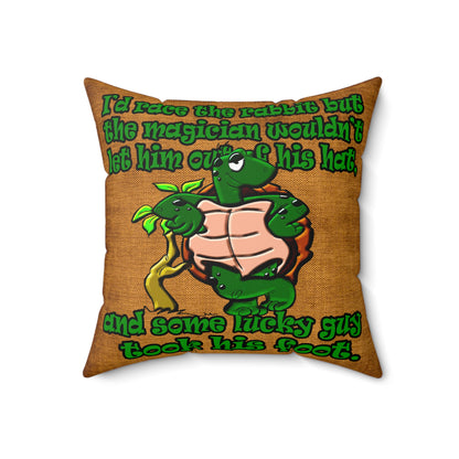 turtle race - Spun Polyester Square Pillow - (dichromatic brown papyrus)
