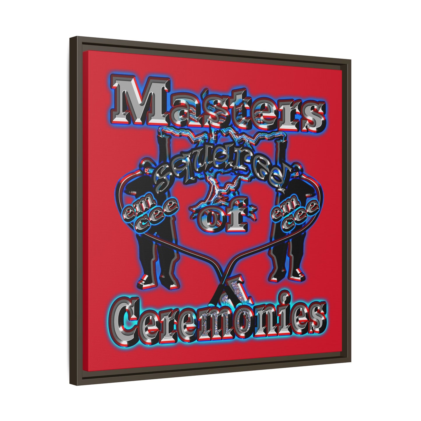 em cee squared - framed canvas art (dark red)