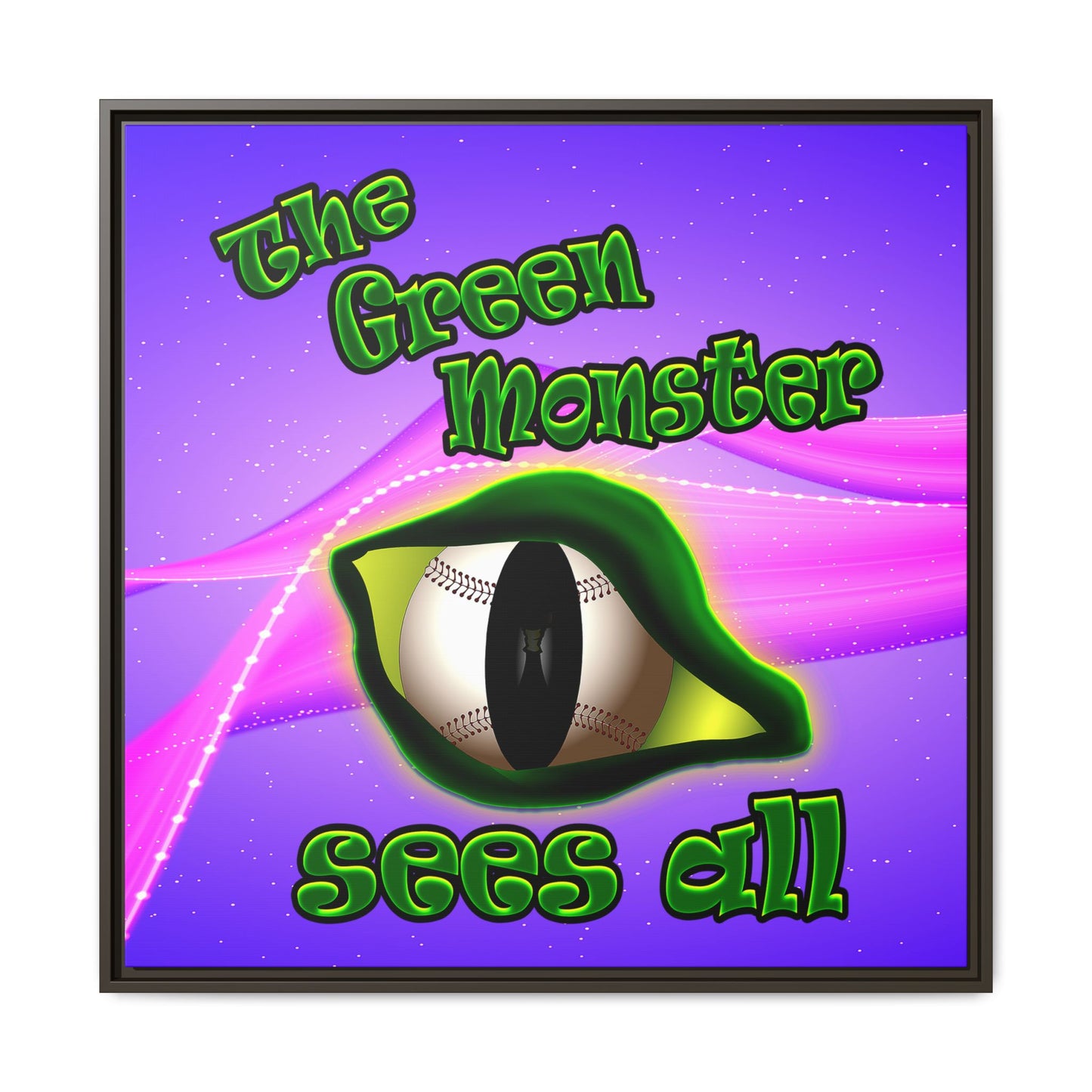 green monster - framed canvas art (purple-pink wave)