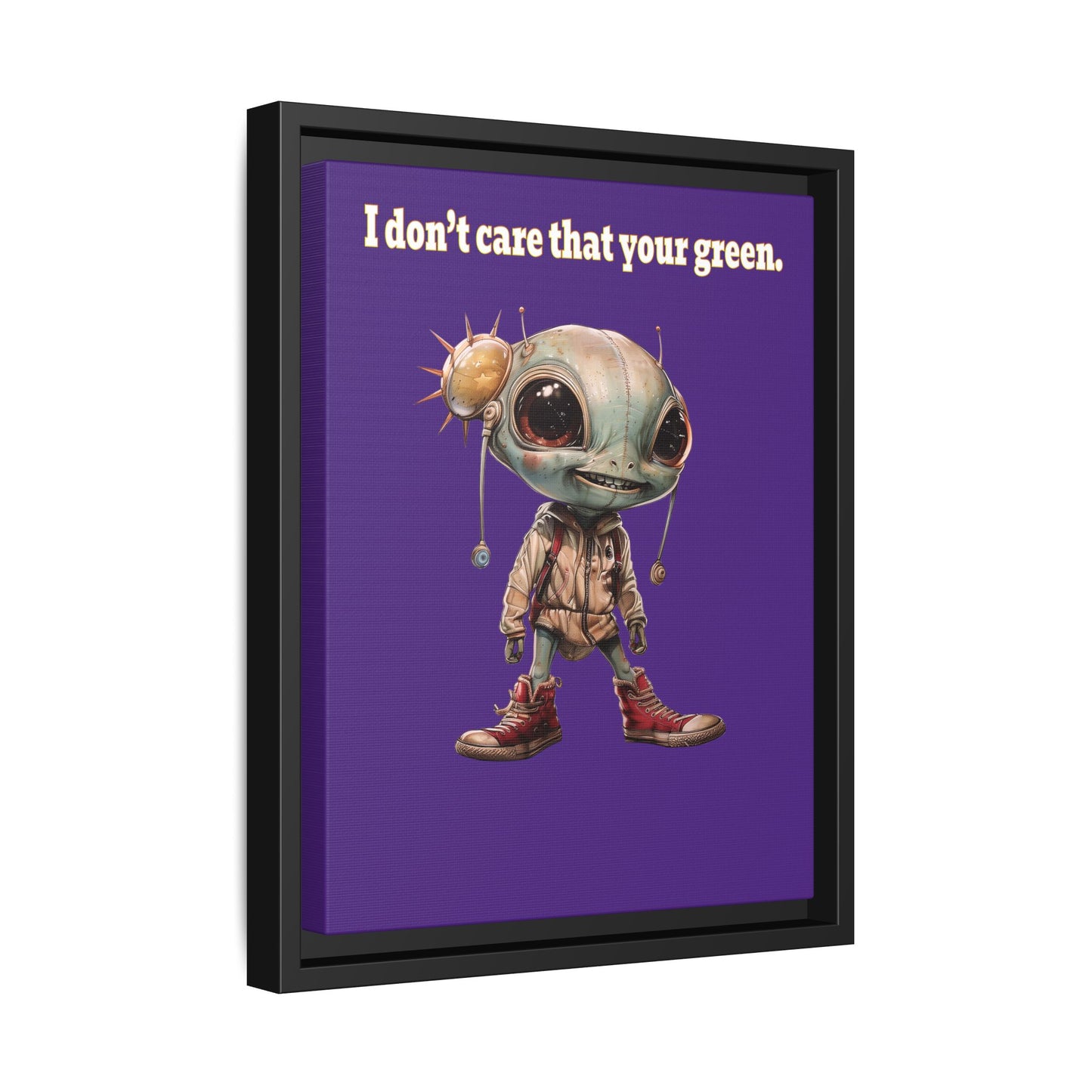 I don't care that your green - framed canvas art (purple)