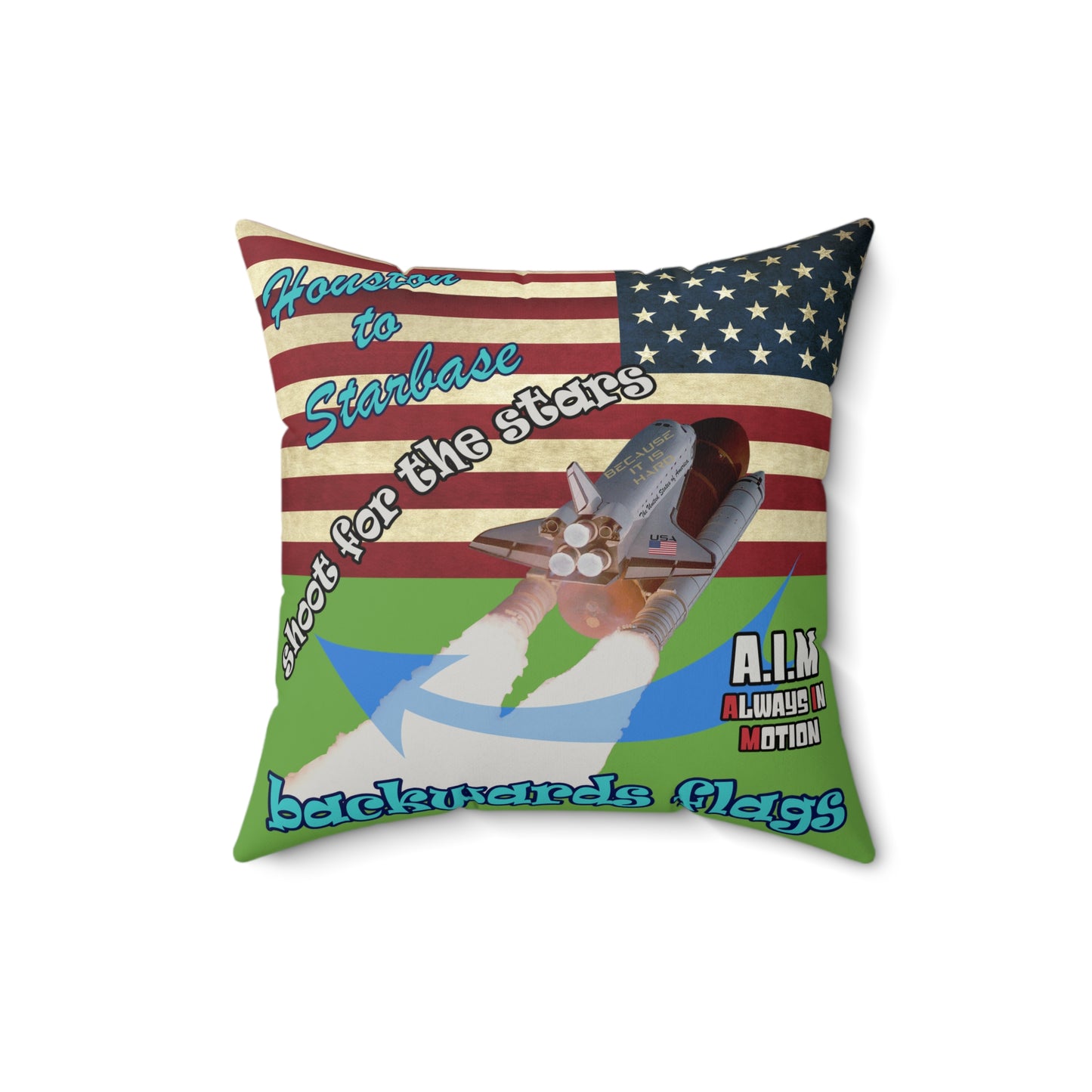 shoot for the stars - Faux Suede Square Pillow - (green)