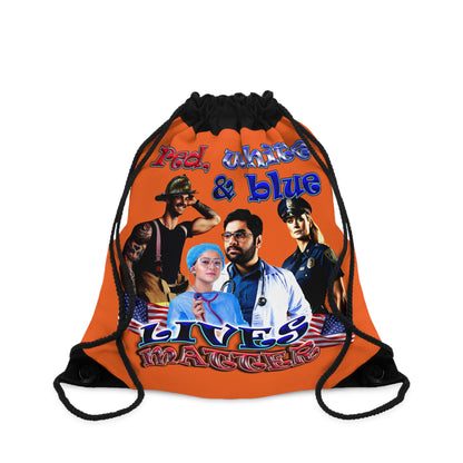 rw&b lives matter - Drawstring Bag (orange)