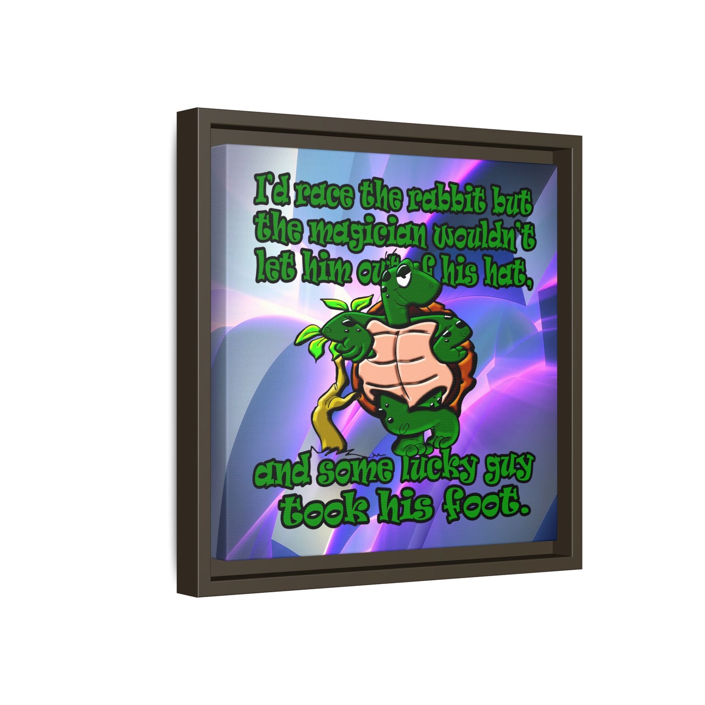 turtle race - framed canvas art (grey-pink wave)