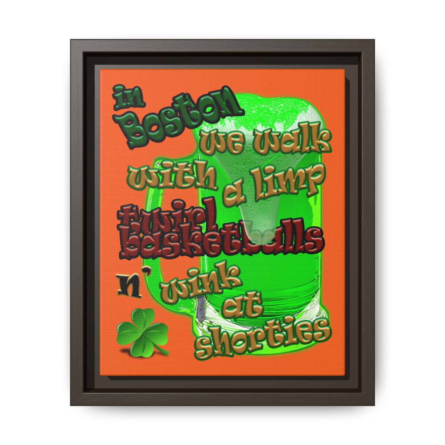 celtics logo - framed canvas art (orange)