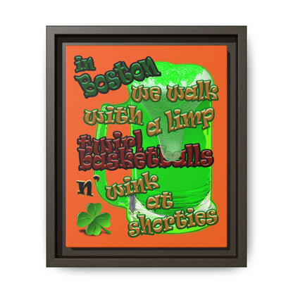 celtics logo - framed canvas art (orange)