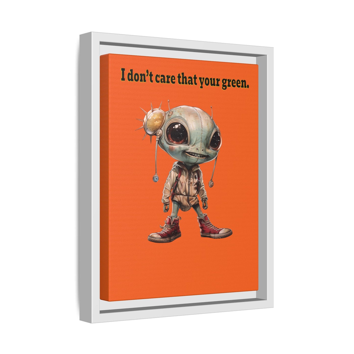 I don't care that your green - framed canvas art (orange)